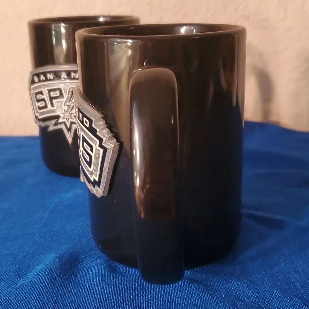 San Antonio Spurs Coffee Mug Set of 2 Black Ceramic Tea Cup 10 oz NBA Fan Gift